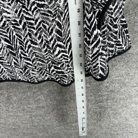 Beige Blouse Women XL Black Geometric Short Sleeve Round Neck Pullover Casual - Picture 7 of 8